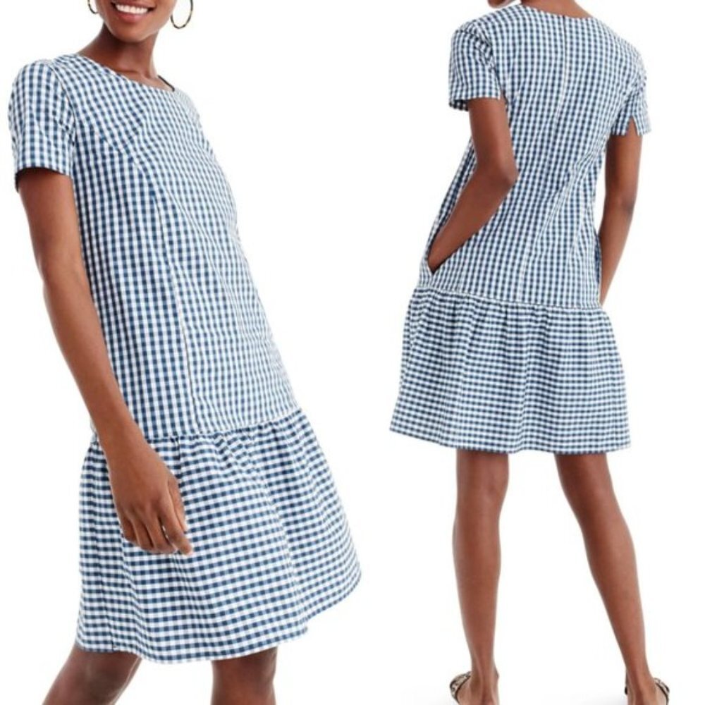 UNIVERSAL STANDARD X J.CREW Gingham Drop Waist Dress - Picture 1 of 5